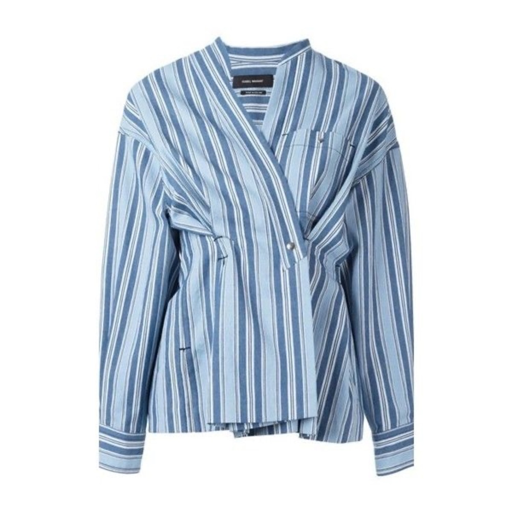 Isabel Marant Blue Striped Chambray Blouse, Size S
